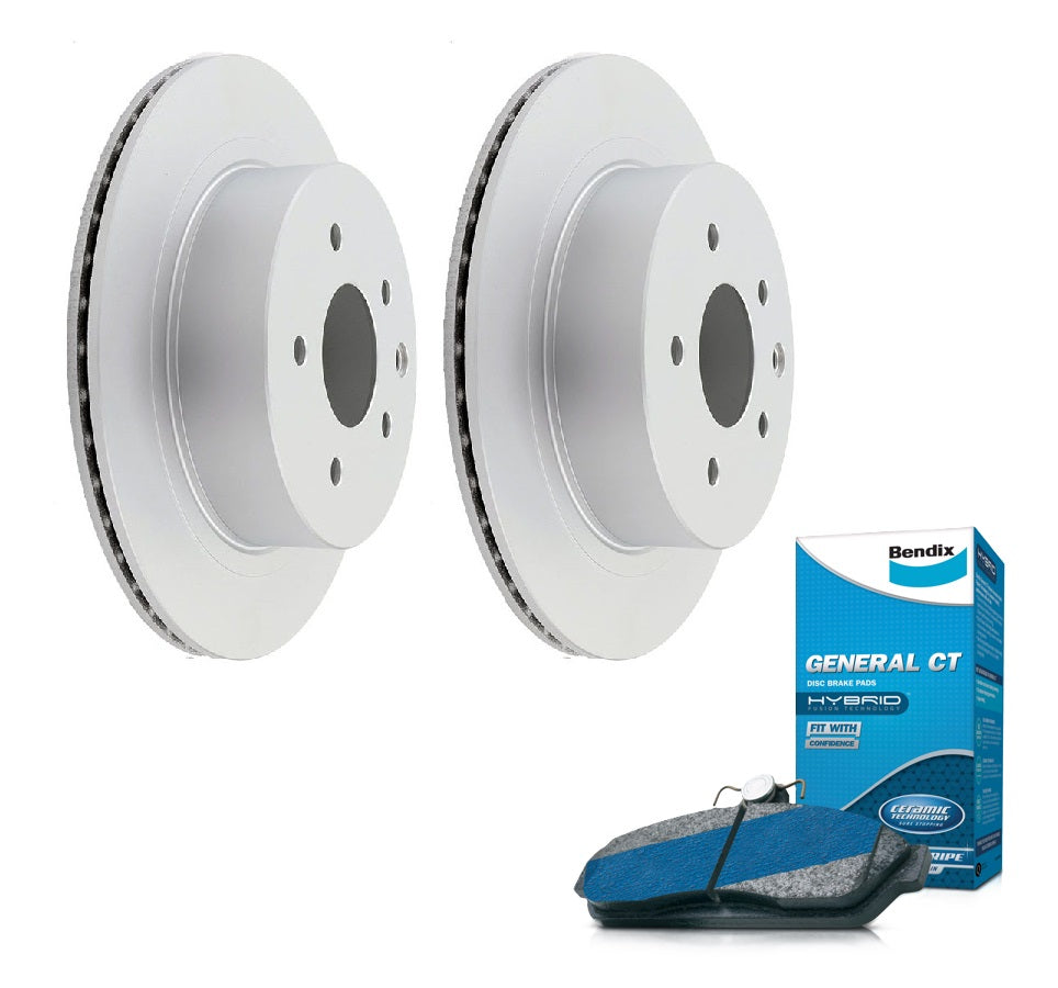 Rear Bendix Brake Pads + Rotors for Nissan X-Trail T30 T31, Nissan 350Z Z33, Nissan Dualis J10, Nissan Skyline V35, Nissan Stagea M35, Renault Koleos H45