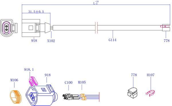 HiQ Rear Brake Wear Sensor SWS2802