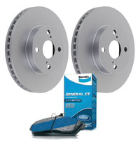 Front Bendix Brake Pads + Rotors for Toyota Corolla ZZE122, Prius NHW10 NHW11