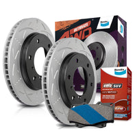 Front Bendix Brake Pads + Slotted & Dimpled Rotors for Toyota Landcruiser HZJ75 FZJ75 PZJ73 | Hilux LN106 RN105 YN106 - 302mm OD