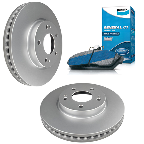 Bendix GCT Front Brake Pads + Rotors for Subaru Forester SK, Outback B16, WRX VB