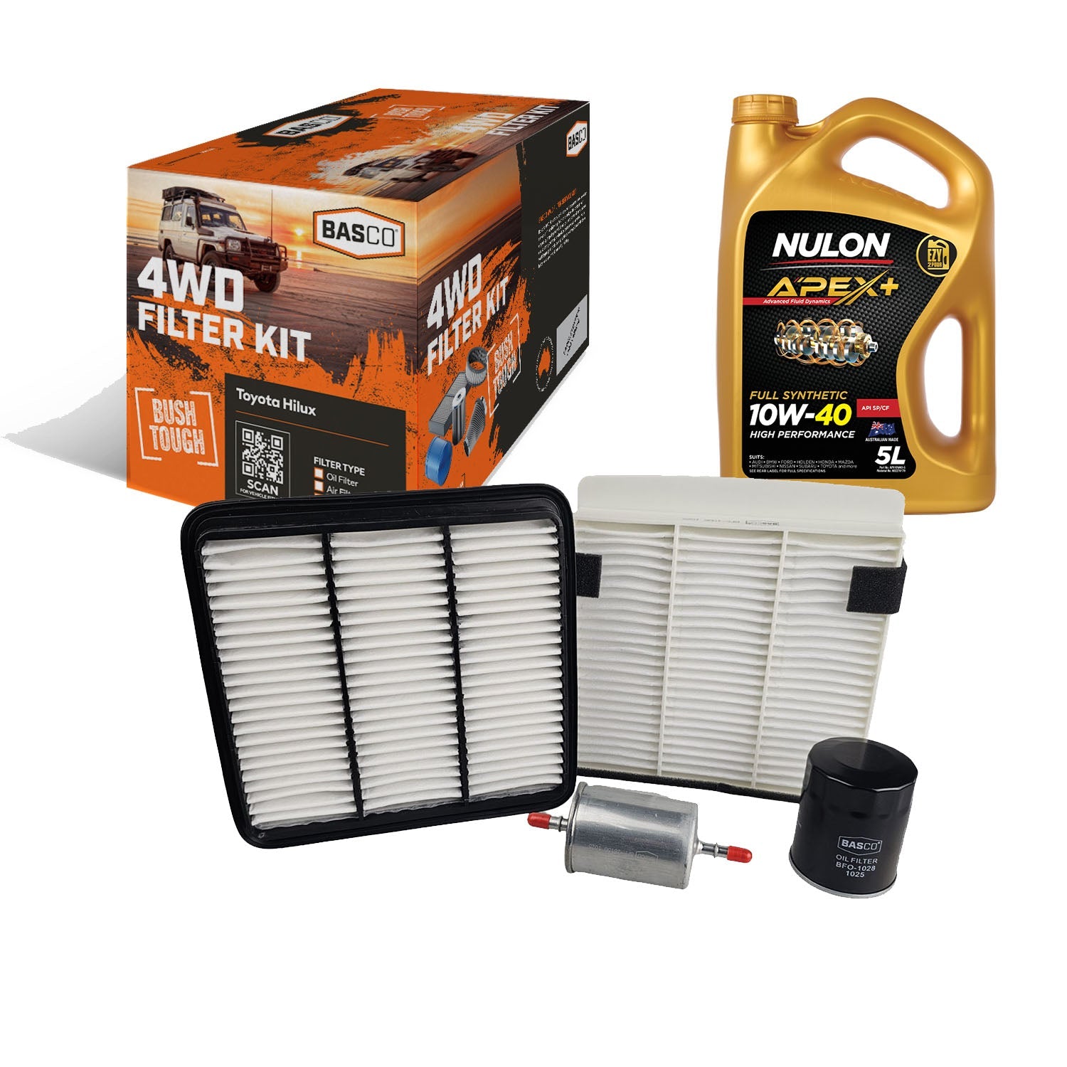 Oil Air Fuel Cabin Filter Kit + Engine Oil for Mitsubishi Triton 2.4L 4G64