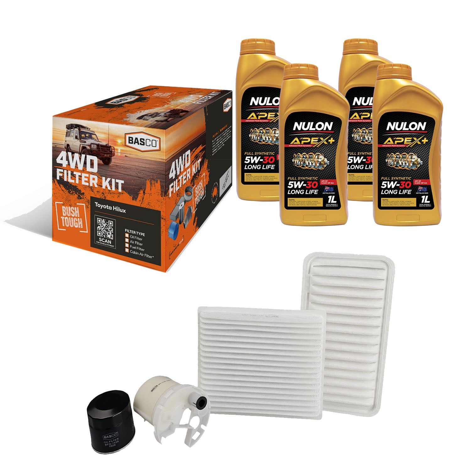 Oil Air Fuel Cabin Filter kit +Oil for Toyota Corolla ZZE122 1.8L Petrol 1ZZFE