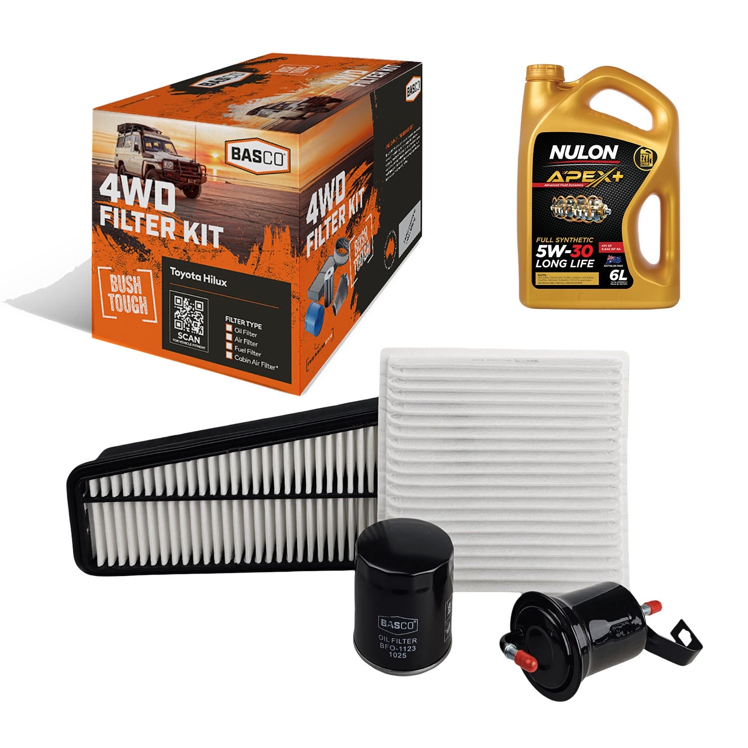 Oil Air Fuel Cabin Filter Kit + Oil for Toyota Landcruiser Prado GRJ120 1GRFE