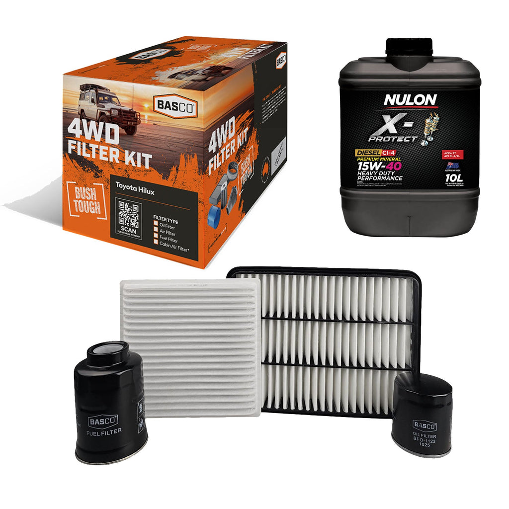 Oil Air Primary Fuel Cabin Filter Kit + Oil for Toyota Landcruiser Prado 1KDFTV
