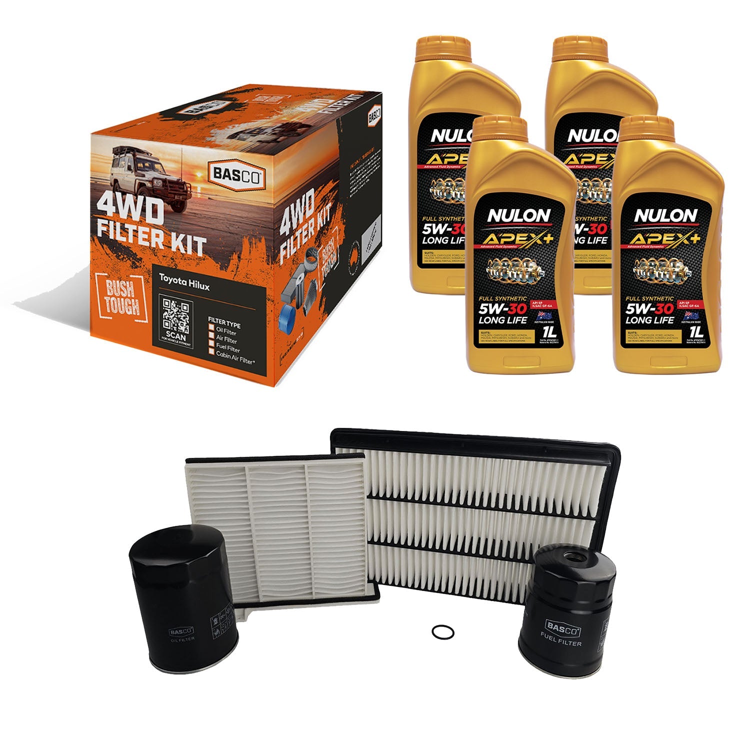 Oil Air Fuel Cabin Filter + Oil Kit for Toyota Yaris NCP130 NCP90 Petrol 2NZFE